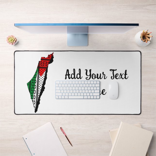 Palestine Map whith Flag and Keffiyeg Pattern Desk Mat (Office 1)