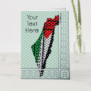 Palestine Map whith Flag and Keffiyeg Pattern Foil Greeting Card