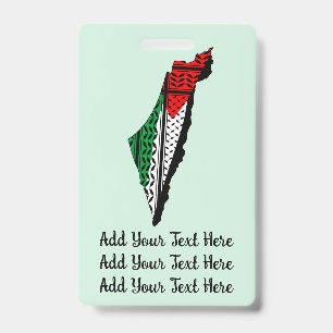 Palestine Map whith Flag and Keffiyeg Pattern ID Badge