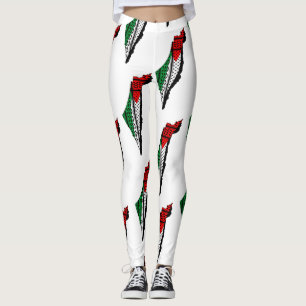 Palestine Map whith Flag and Keffiyeg Pattern Leggings
