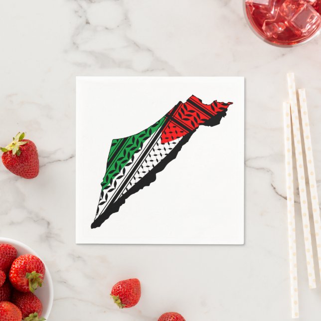 Palestine Map whith Flag and Keffiyeg Pattern Napkin (Insitu)