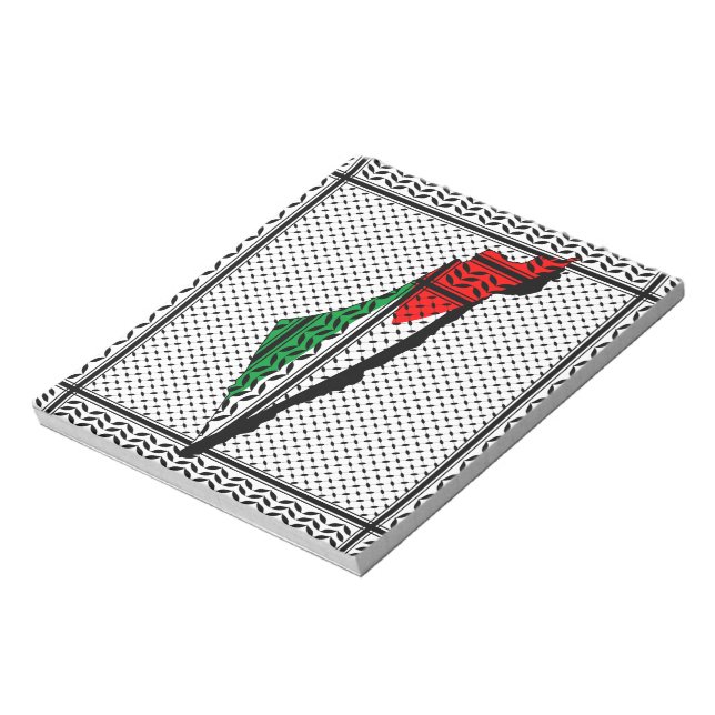 Palestine Map whith Flag and Keffiyeg Pattern Notepad (Rotated)
