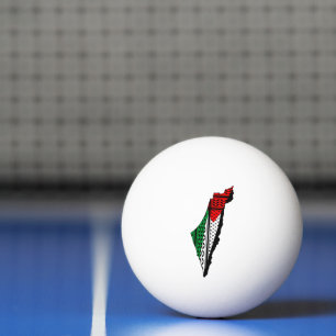 Palestine Map whith Flag and Keffiyeg Pattern Ping Pong Ball