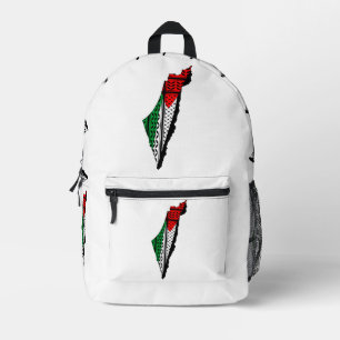 Palestine Map whith Flag and Keffiyeg Pattern Printed Backpack