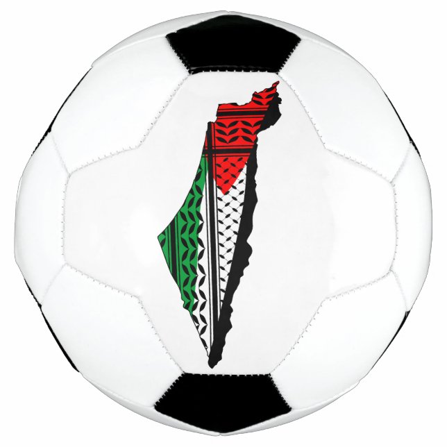 Palestine Map whith Flag and Keffiyeg Pattern Soccer Ball (Front)