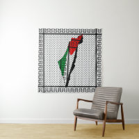 Palestine Map whith Flag and Keffiyeg Pattern