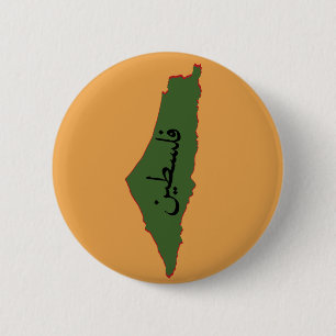 palestine map with palestine word in arabic 6 cm round badge
