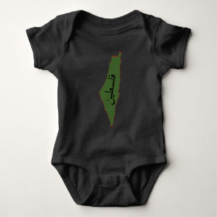 palestine map with palestine word in arabic  baby bodysuit