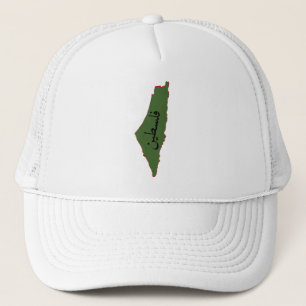 palestine map with palestine word in arabic  trucker hat