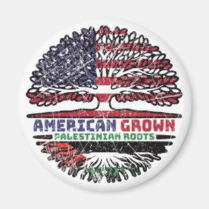 Palestine Palestinian American USA Tree Roots Flag Magnet
