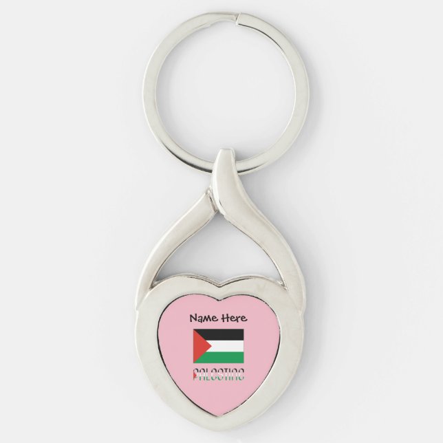 Palestine Palestinian Flag Black Personalisation  Key Ring (Front)
