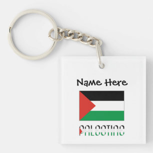 Palestine Palestinian Flag Black Personalisation Key Ring