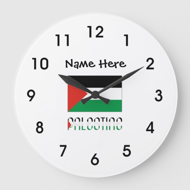 Palestine Palestinian Flag Black Personalisation  Large Clock (Front)