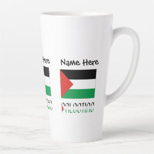 Palestine Palestinian Flag Black Personalisation  Latte Mug