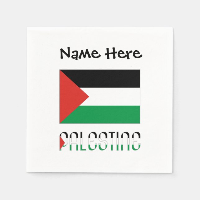 Palestine Palestinian Flag Black Personalisation  Napkin (Front)