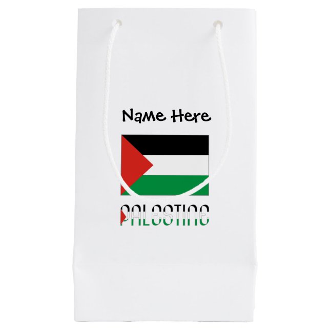 Palestine Palestinian Flag Black Personalization  Small Gift Bag (Front)