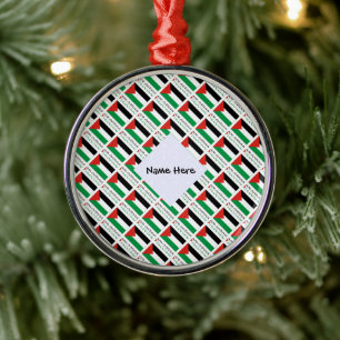 Palestine Palestinian Flag Tiled Black Personal Metal Ornament