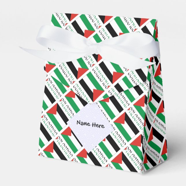 Palestine Palestinian Flag Tiled Personalised Name Favour Box (Front Side)