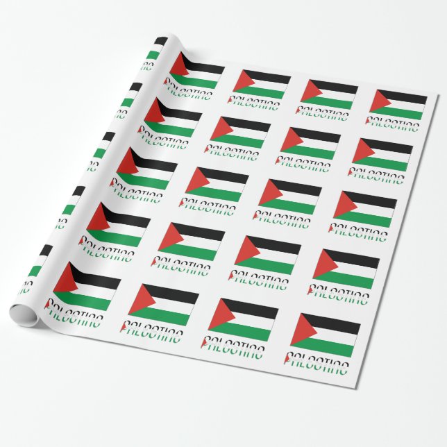 Palestine Palestinian Flag Wrapping Paper (Unrolled)
