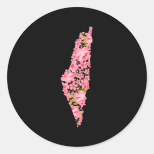 Palestine Palestinian Flowered Map Classic Round Sticker