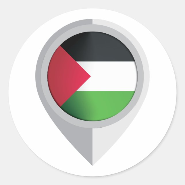 Palestine   Pin Location Flag Classic Round Sticker (Front)