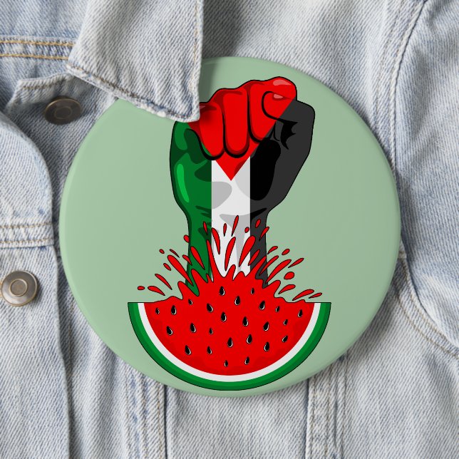 Palestine resistance fist on Watermelon 6 Cm Round Badge (In Situ)