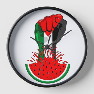 Palestine resistance fist on Watermelon Clock