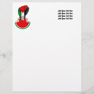 Palestine resistance fist on Watermelon Custom Letterhead