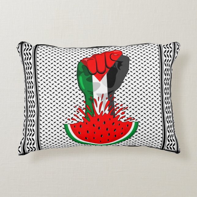 Palestine resistance fist on Watermelon Decorative Cushion (Front)