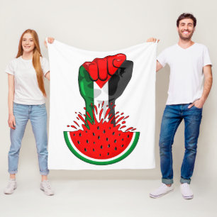 Palestine resistance fist on Watermelon Fleece Blanket