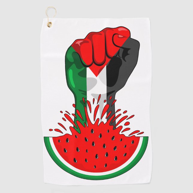 Palestine resistance fist on Watermelon Golf Towel (Front)
