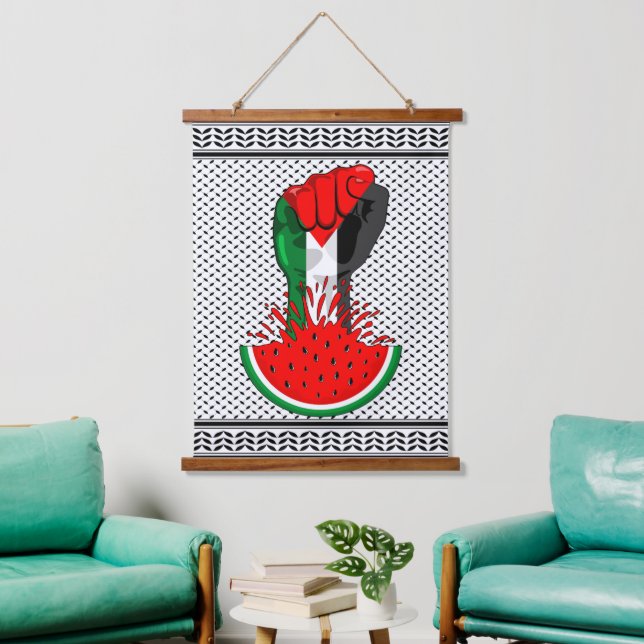 Palestine resistance fist on Watermelon Hanging Tapestry (Living Room)
