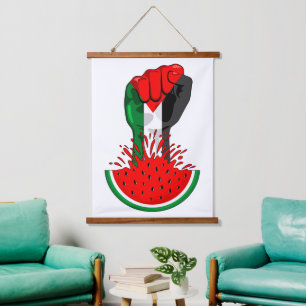 Palestine resistance fist on Watermelon Hanging Tapestry