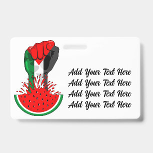 Palestine resistance fist on Watermelon ID Badge