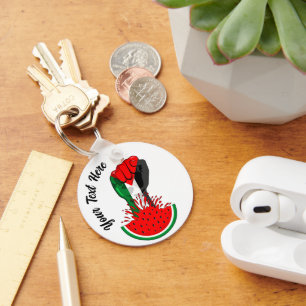 Palestine resistance fist on Watermelon Key Ring