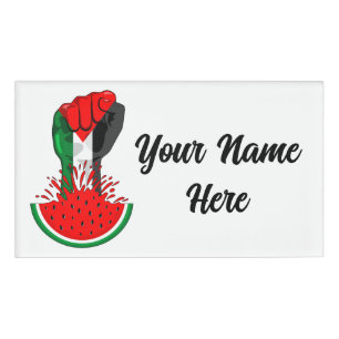 Palestine resistance fist on Watermelon Name Tag
