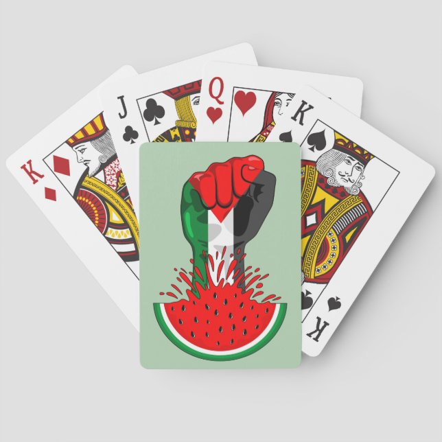 Palestine resistance fist on Watermelon Playing Cards (Back)