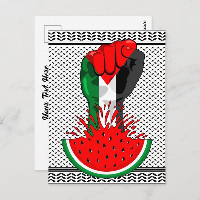 Palestine resistance fist on Watermelon Postcard (Front/Back)