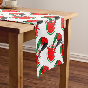 Palestine resistance fist on Watermelon Short Table Runner