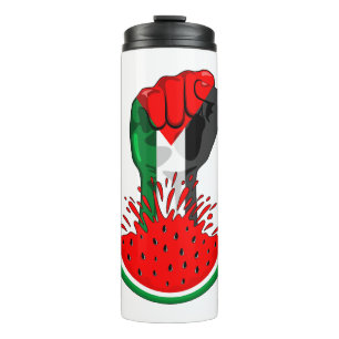 Palestine resistance fist on Watermelon Thermal Tumbler