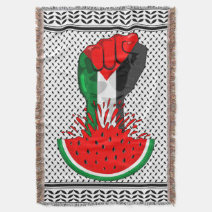 Palestine resistance fist on Watermelon Throw Blanket