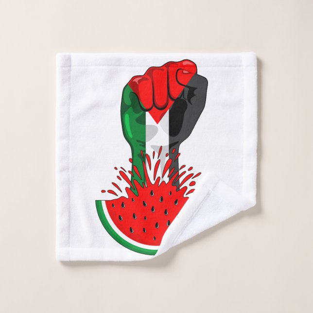 Palestine resistance fist on Watermelon Wash Cloth (Wash Cloth)