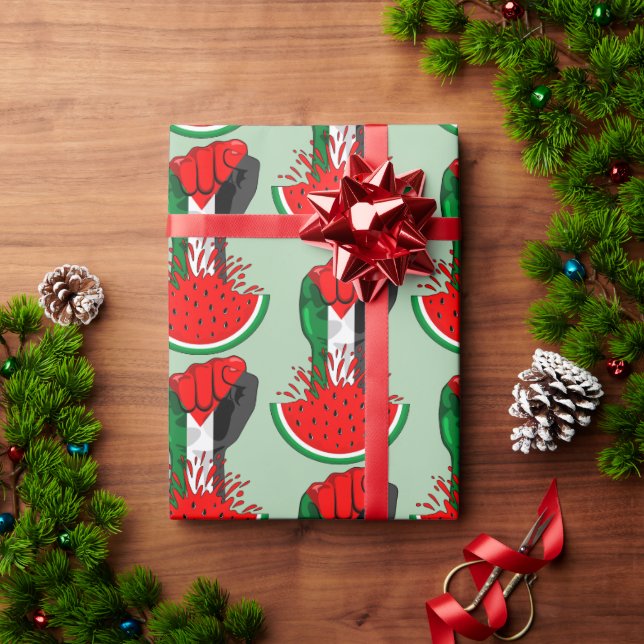 Palestine resistance fist on Watermelon Wrapping Paper (Holiday Gift)
