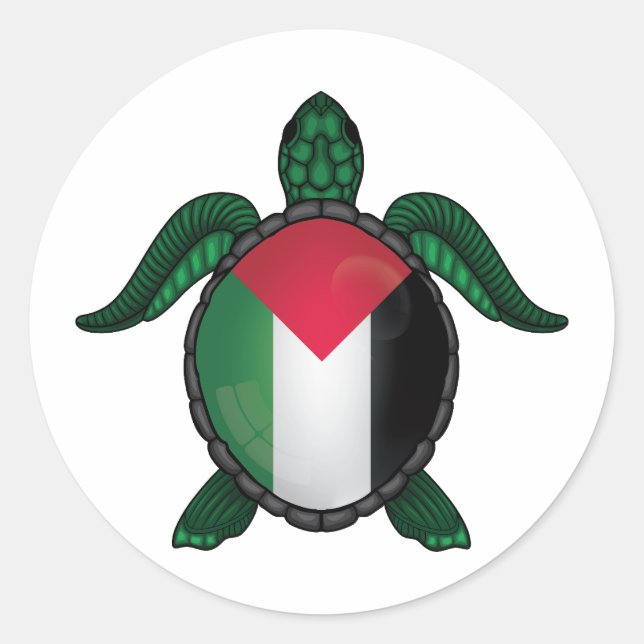 Palestine sea turtle flag classic round sticker (Front)