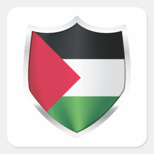 Palestine Silver Shield Flag Square Sticker