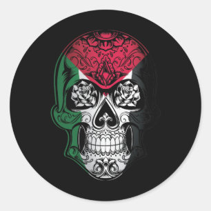 Palestine  Skull And Roses Flag Classic Round Sticker