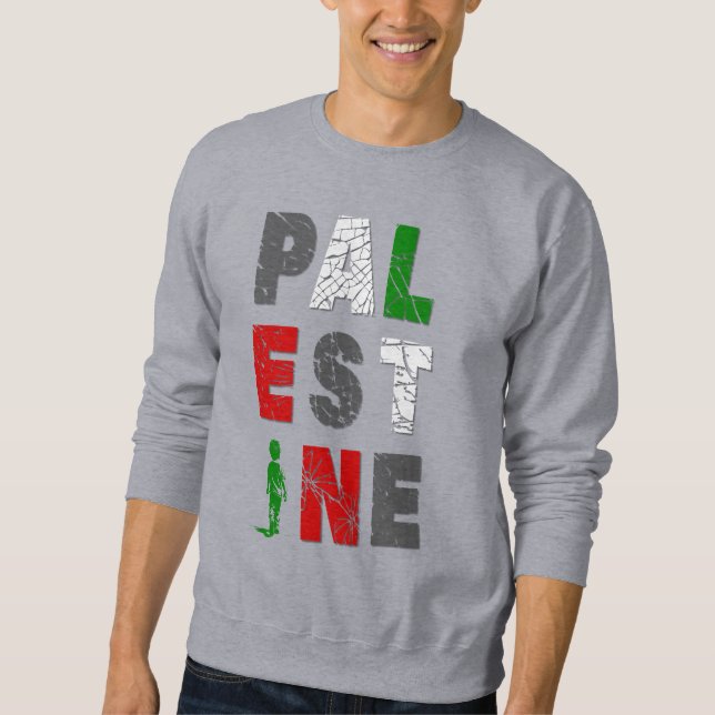 PALESTINE Solidarity Sweatshirt – Bold Distressed (Front)