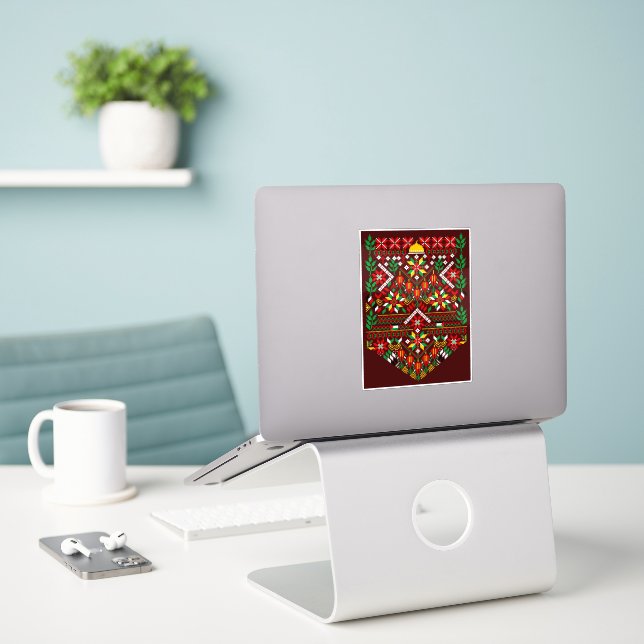 Palestine Tatreez Traditional Embrodery (Laptop On Desk)