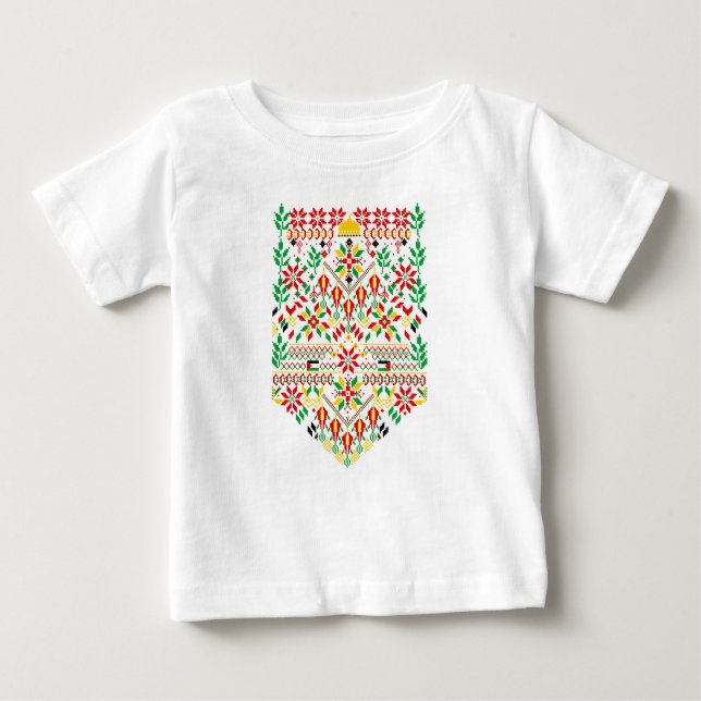 Palestine Tatreez Traditional Embrodery Baby T-Shirt (Front)
