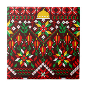 Palestine Tatreez Traditional Embrodery Ceramic Tile